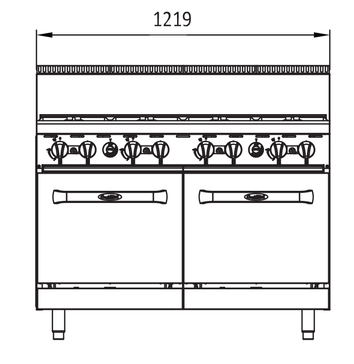 8 burner commercial oven Dimensions