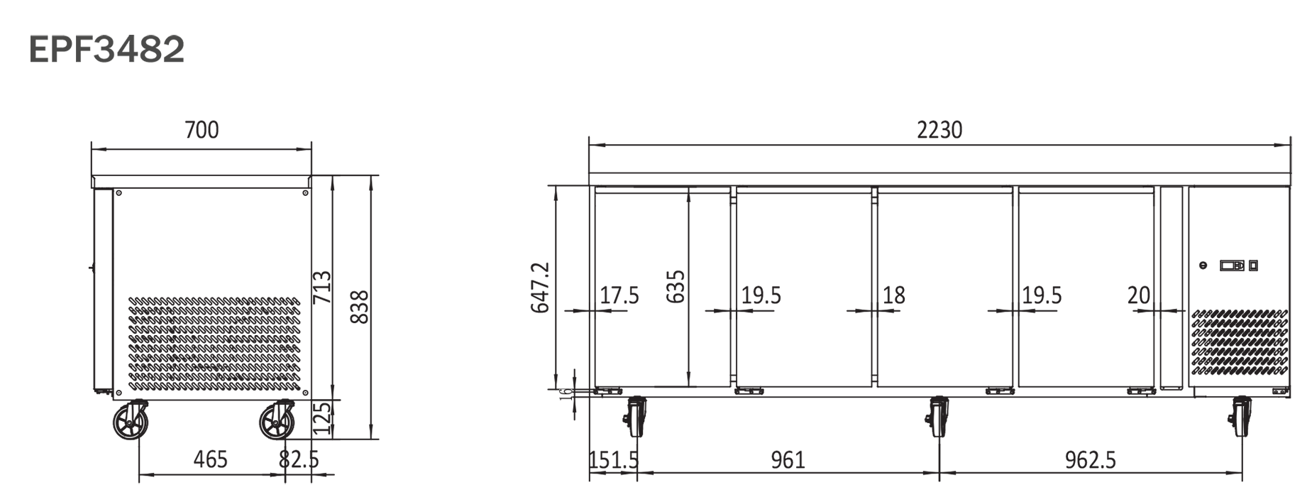 epf3482 Large freezer Table