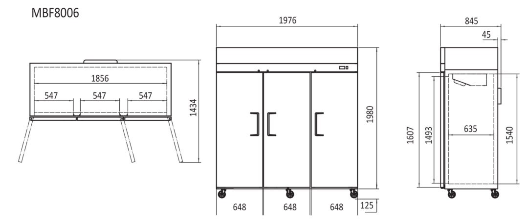 3 Door Commercial Fridge - ATOSA MBF8006 ~2000mm