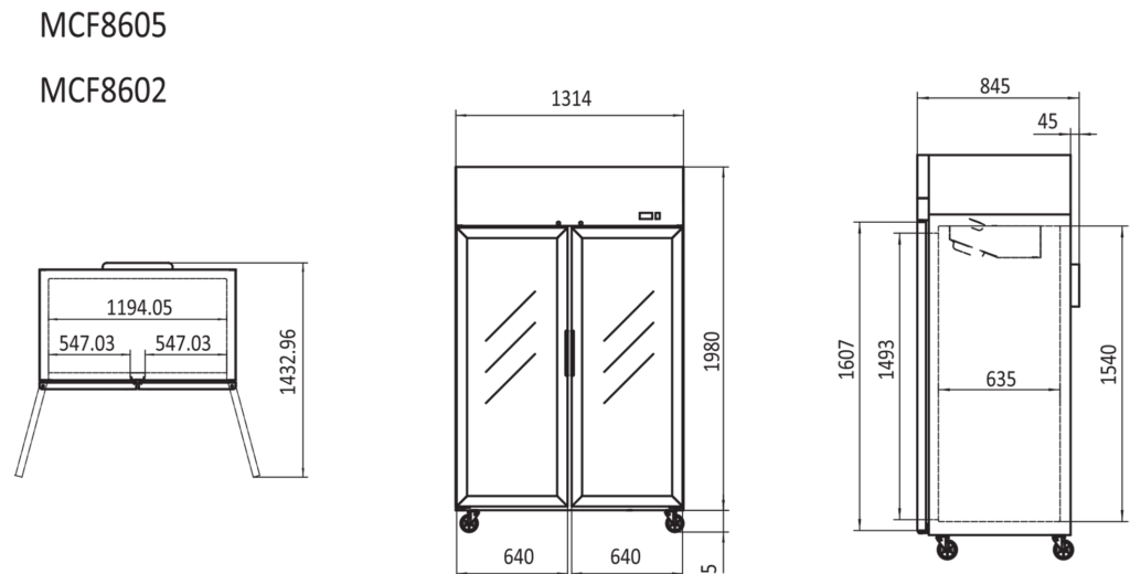 mcf8605 mcf8602 Display Fridge Dimensions