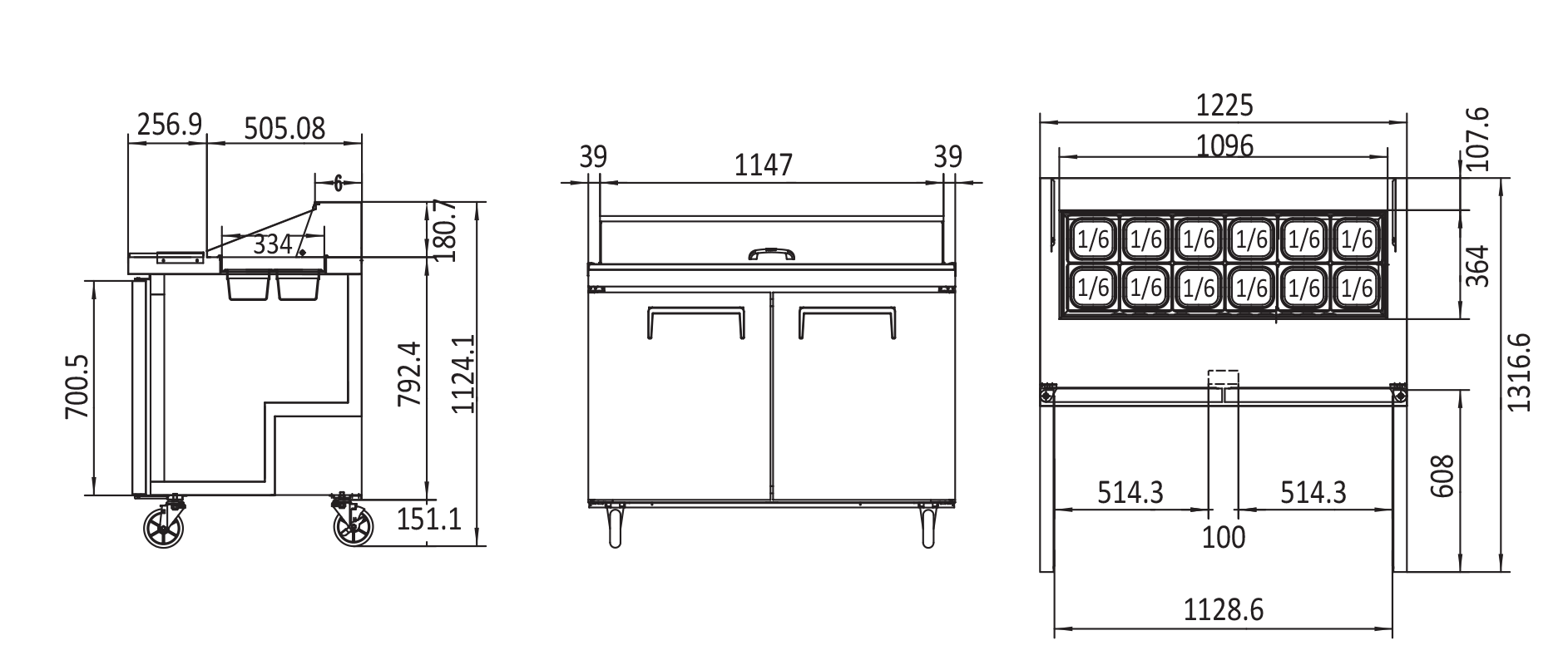 MSF8302 Atosa Sandwich Prep Fridge ~1200mm