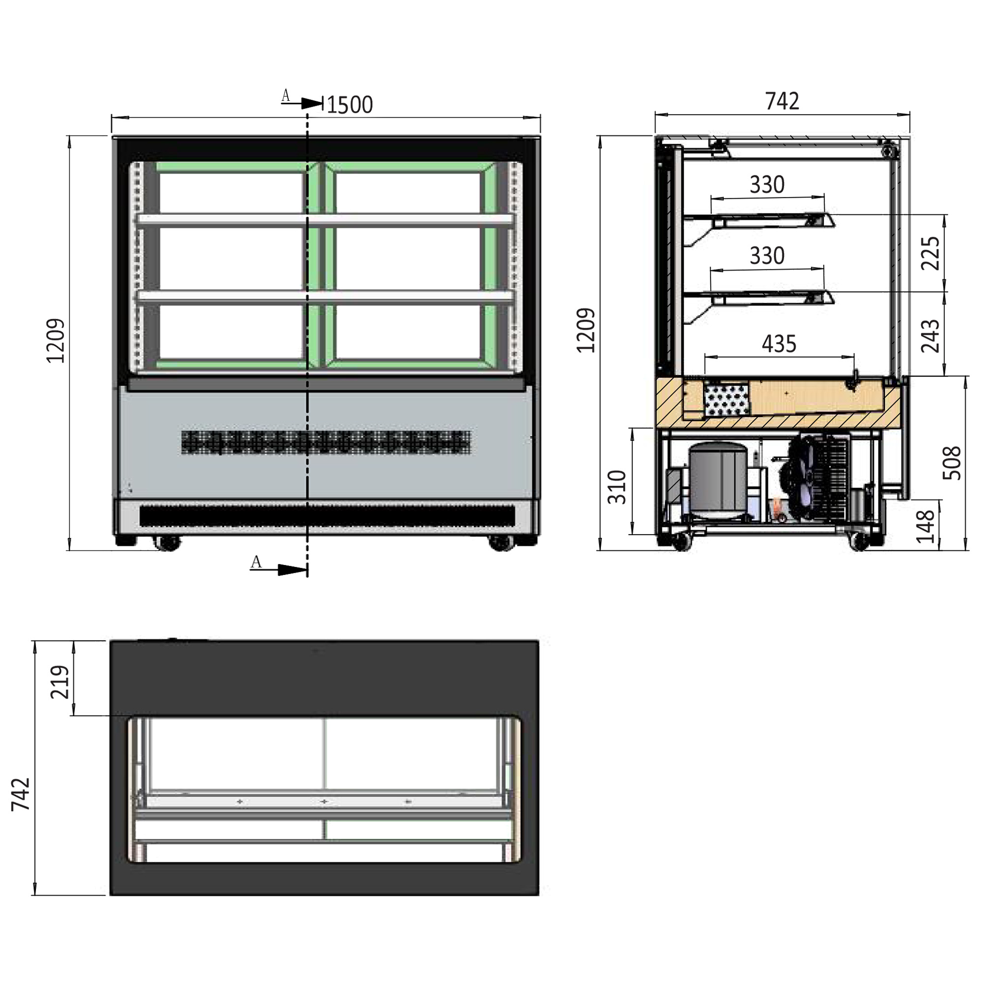 Atosa DF157F Dimensions