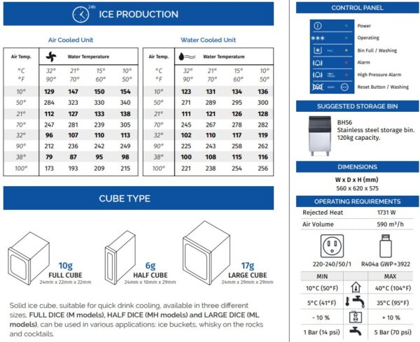 Icematic Half Dice Ice Machine 130kg Mh132 A Kitchen Setup 