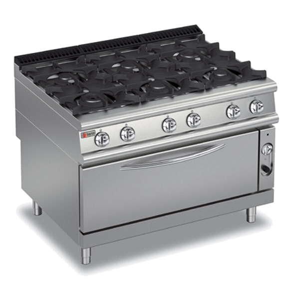 Six Burner Gas Cook Top with Full Length Gas Oven