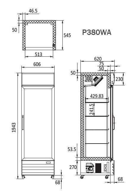 pepsi fridge size