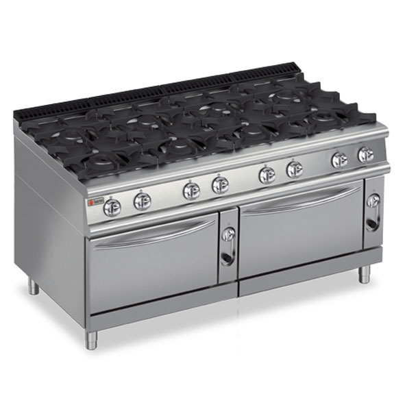 Commercial Eight Burner Gas Cook Top Two Gas Ovens