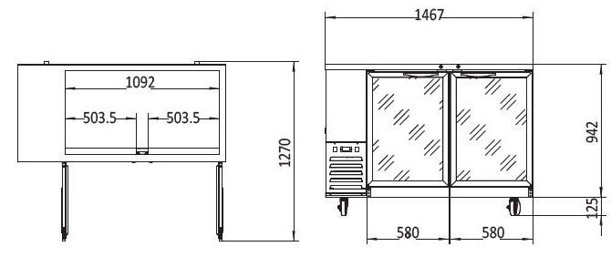 Atosa backbar fridge 2 door dimensions