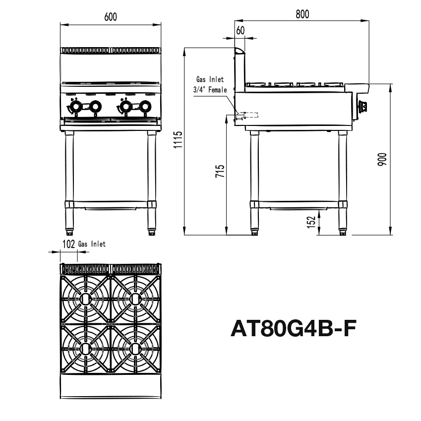 Commercial Stove 4 Burner Dimensions