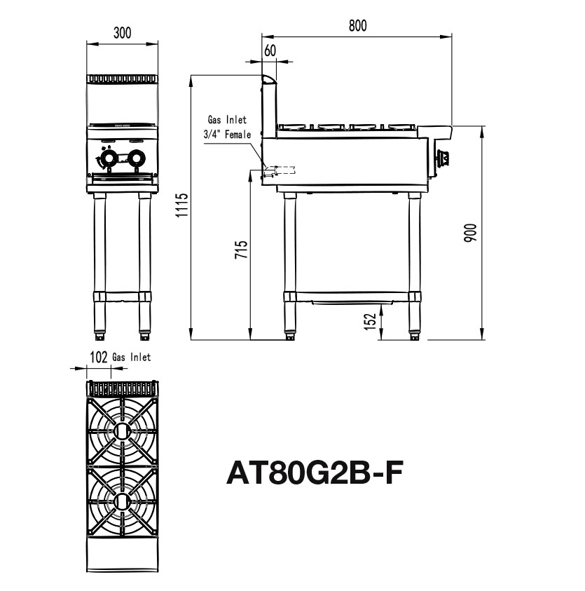 Commercial 2 Burner Stove Stand Size