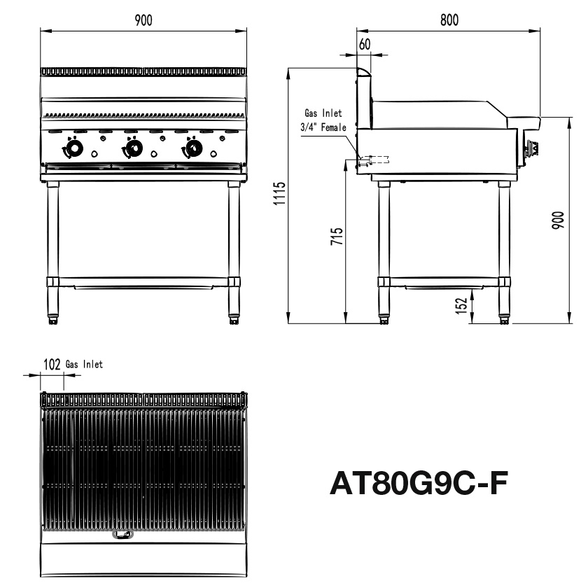 Commercial Restaurant Chargrill Size