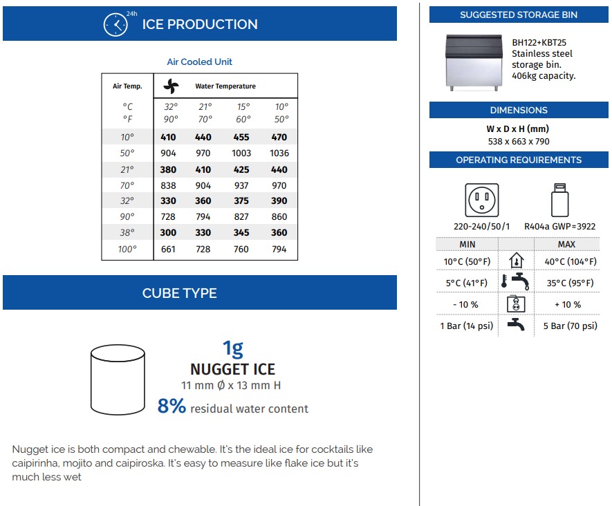 G470 Nugget icemaker specs