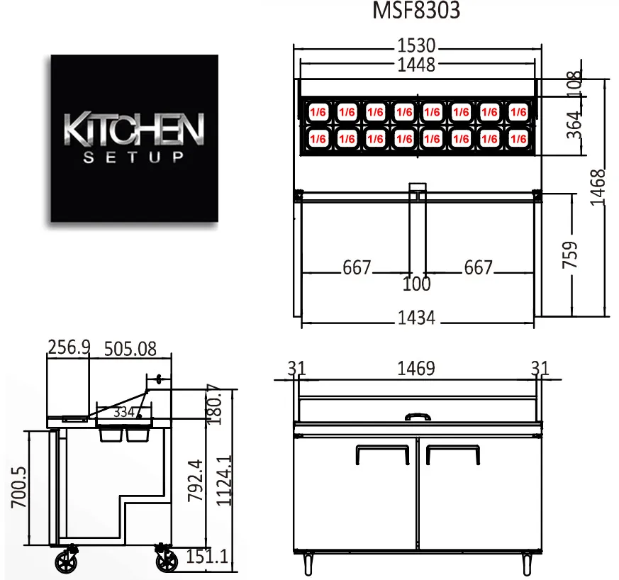 Prep fridge MSF8303