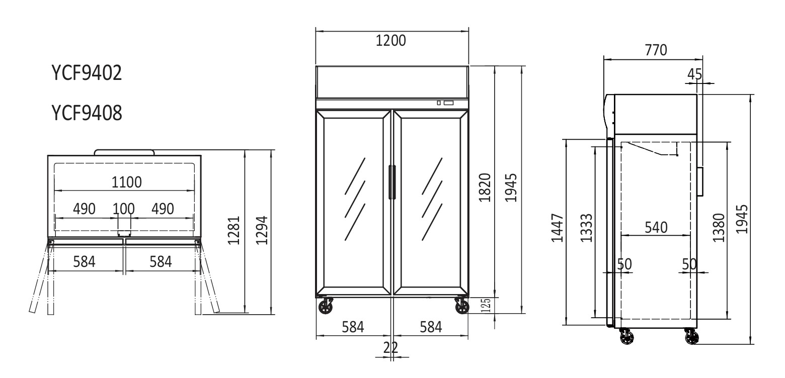 ycf9402 glass commercial fridge