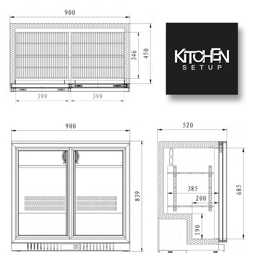 2 door Commercial-bar-fridge-dimensions