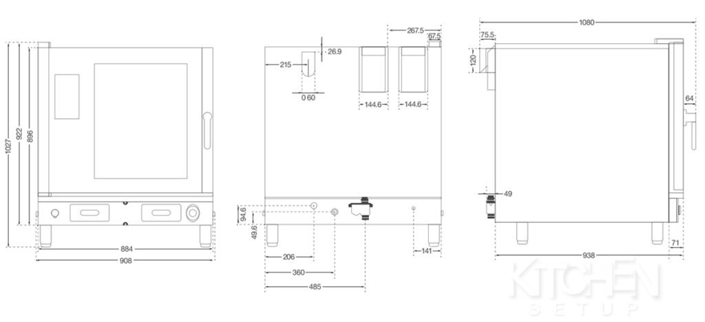 EPC-0621E2 Combi Oven Dimensions