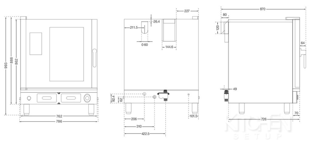 EPC-0711E2 Combi Oven Dimensions