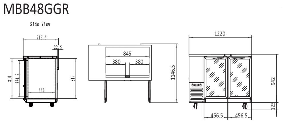 mbb48G dimensions bar fridge