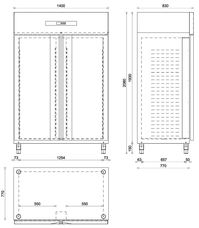 Two Door Fridge Polaris A140 TNN Dimensions