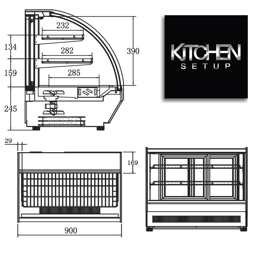 Atosa Display Fridge WSF125L Dimensions