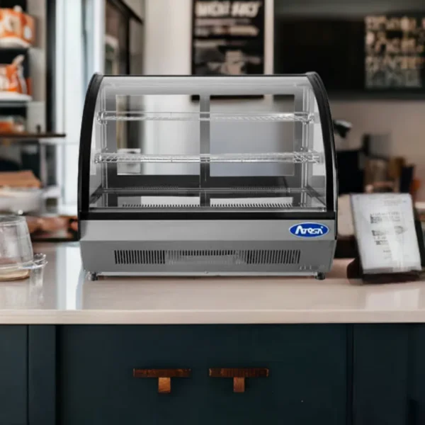 Cake Fridge Curved in Cafe Front