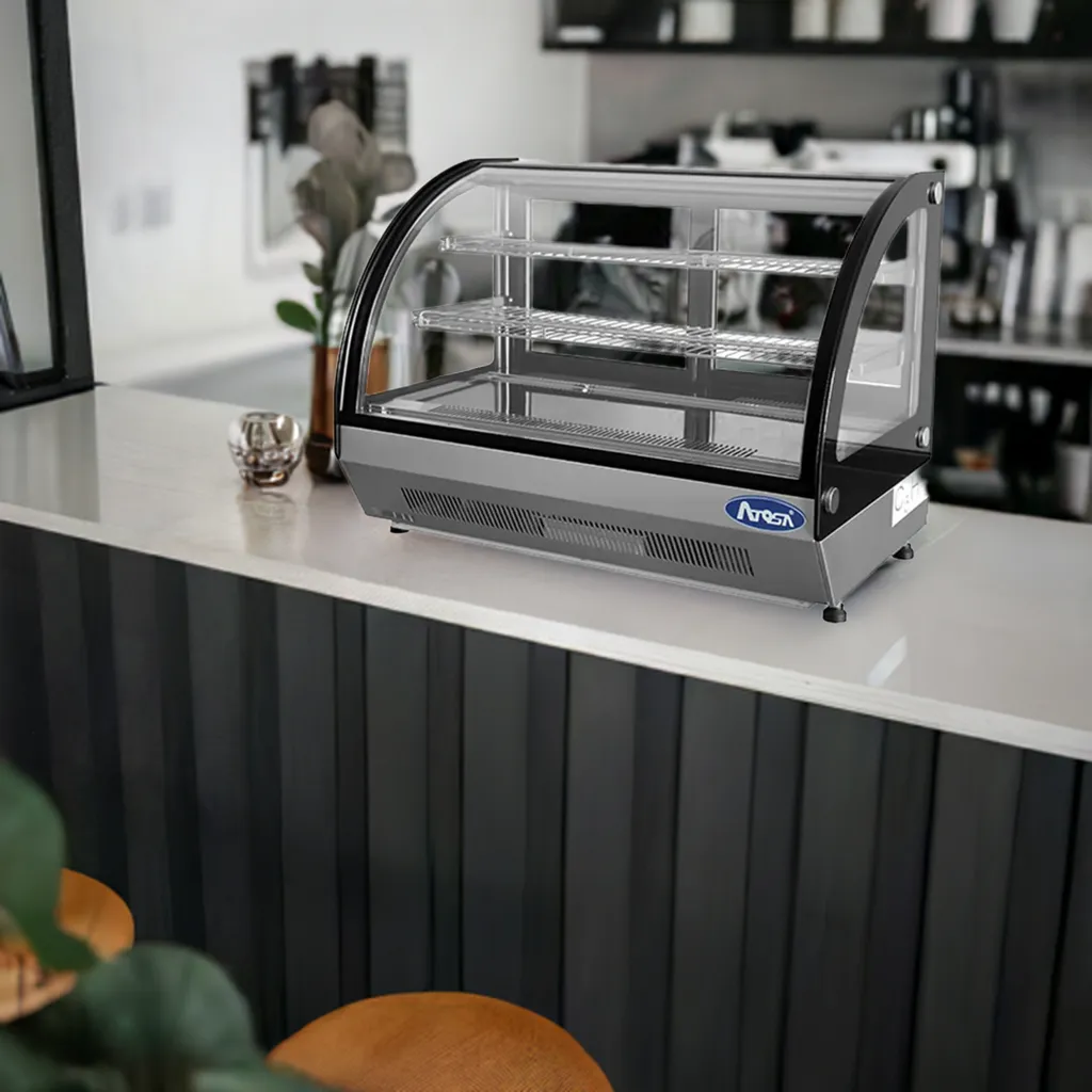 Countertop Display Fridge Curved 900mm WSY125 Countertop Display Fridge Curved in Cafe